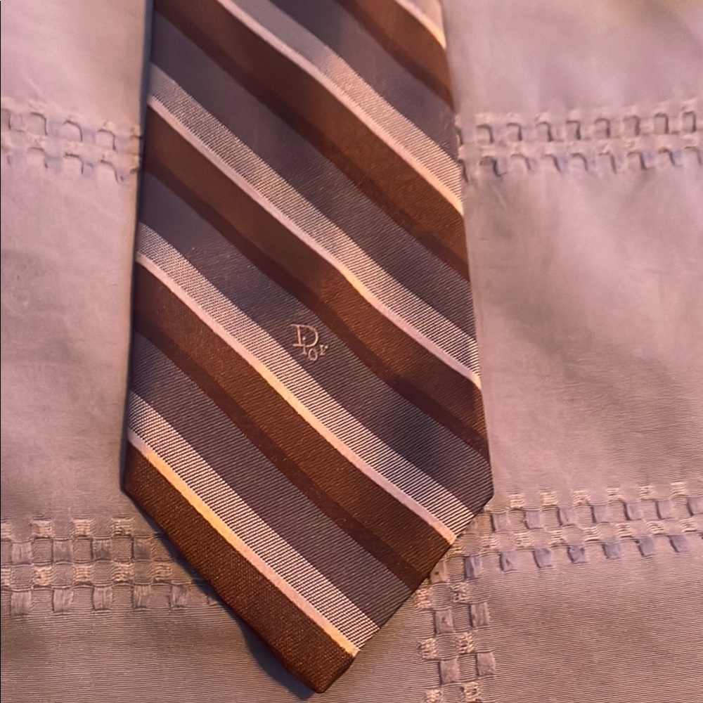 Dior Men's Brown Striped Tie